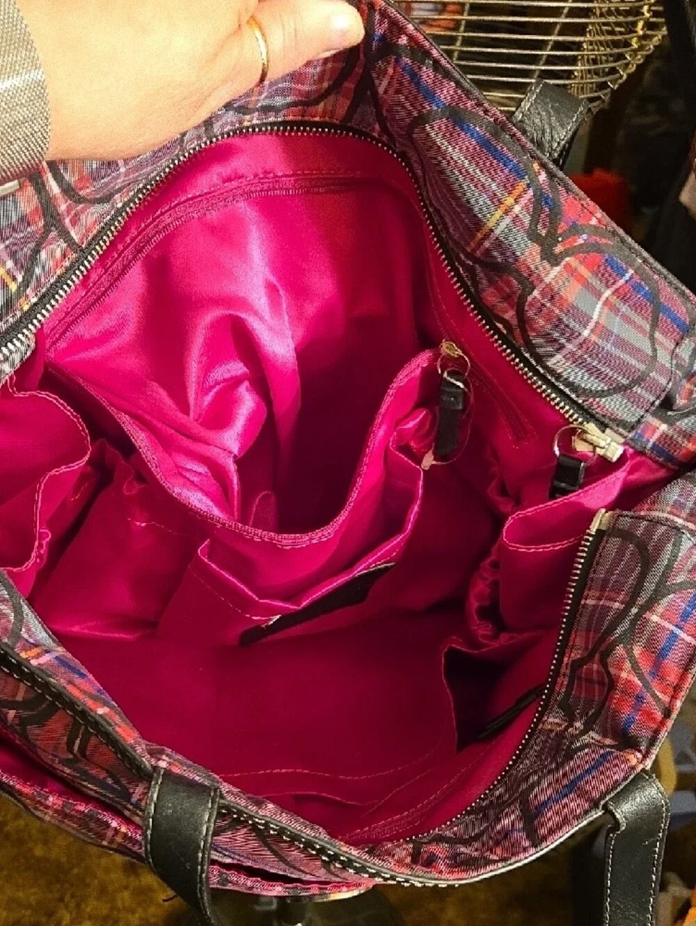 Coach Pink Plaid Signature Bag